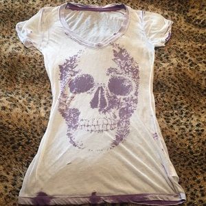 Lightweight see-through purple skull white tee 💀